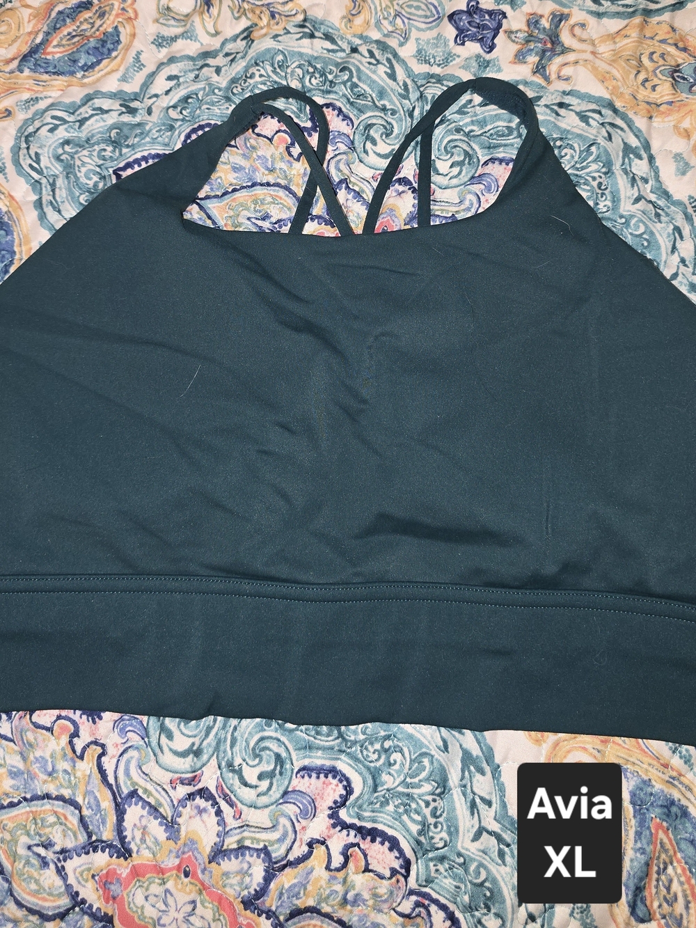 Avia Teal Crisscross-Back Sports Bra